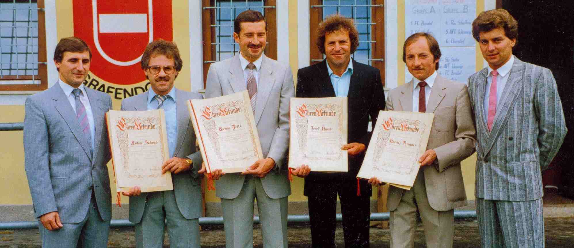 Ehrung der Gründungsmitglieder Anton Schwab, Erwin Zettl, Josef Hadolt und Patritz Nunner